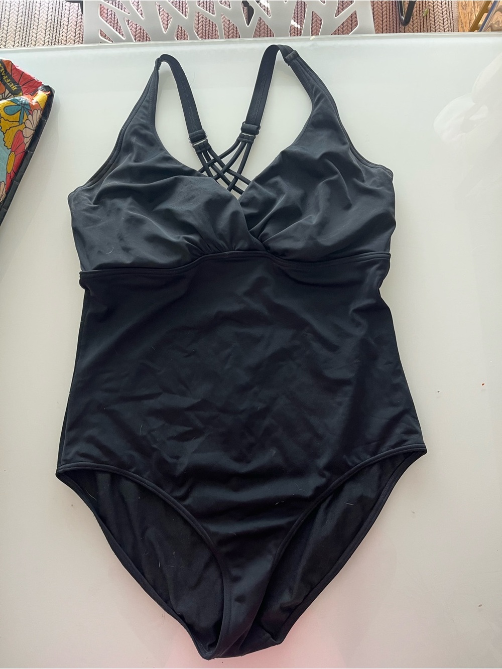 Prana Black One-Piece Swimsuit with Strappy Back Detail